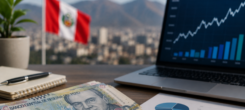 Gráfico que muestra la estabilidad del sol peruano en 2026, destacando su comportamiento frente a monedas como el peso argentino, el peso colombiano y el real brasileño. El gráfico ilustra un rango de fluctuación del tipo de cambio entre S/3,35 y S/3,45, con una tendencia reciente a la baja, atribuible a factores como el superávit comercial del país, exportaciones de minerales, fuertes reservas internacionales y la prudente política monetaria del BCRP. En contraste, otras monedas de la región han experimentado mayor volatilidad.